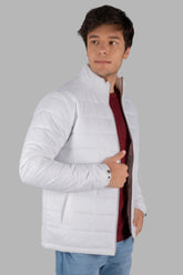 White Solid Bomber Jacket